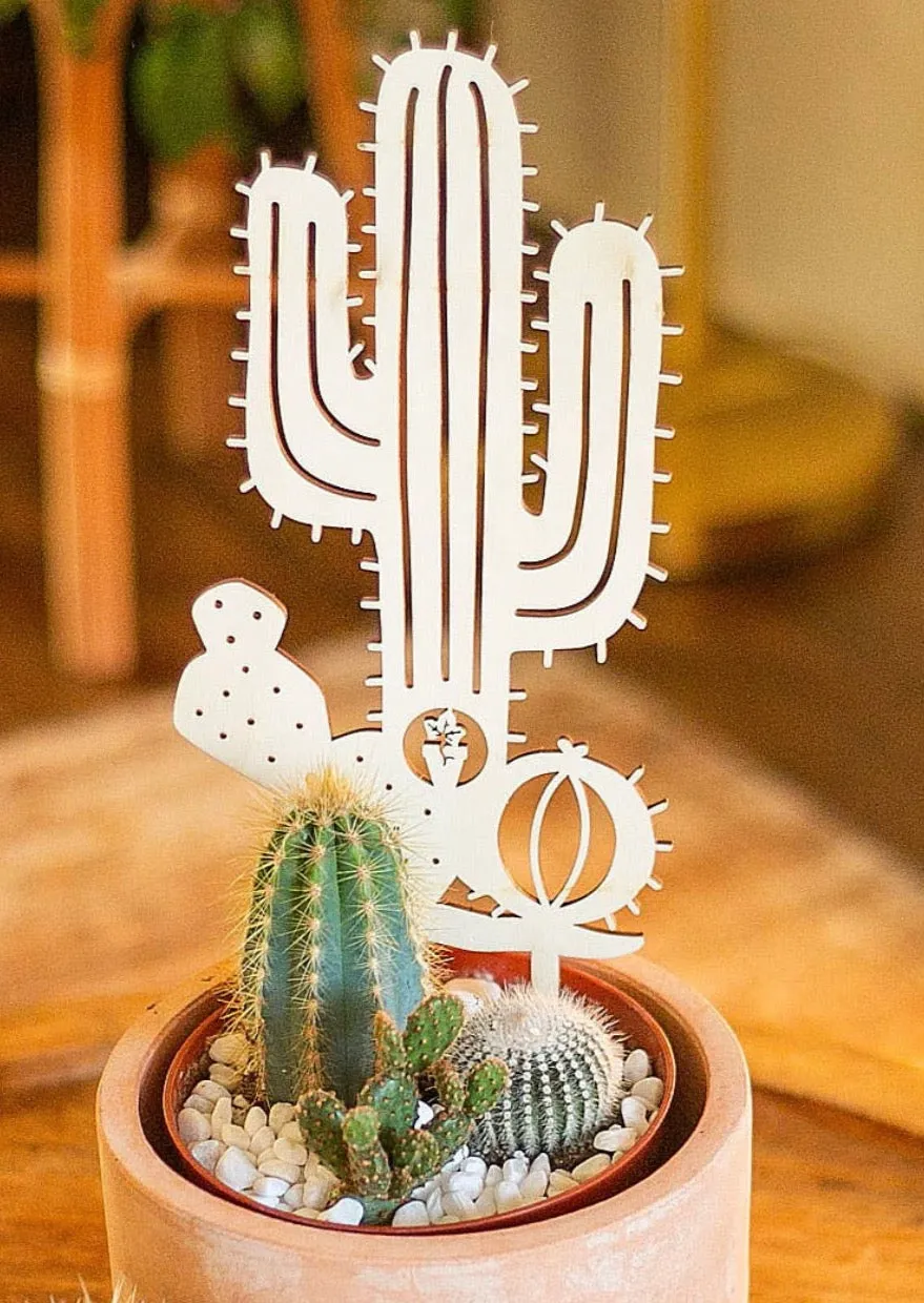 Wooden Plant Decor: 3 Sealed Design Trellis Stakes
