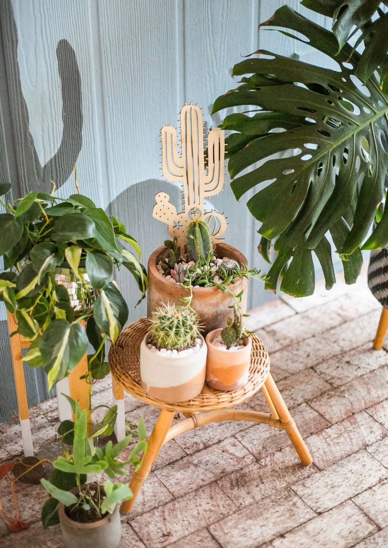 Wooden Plant Decor: 3 Sealed Design Trellis Stakes