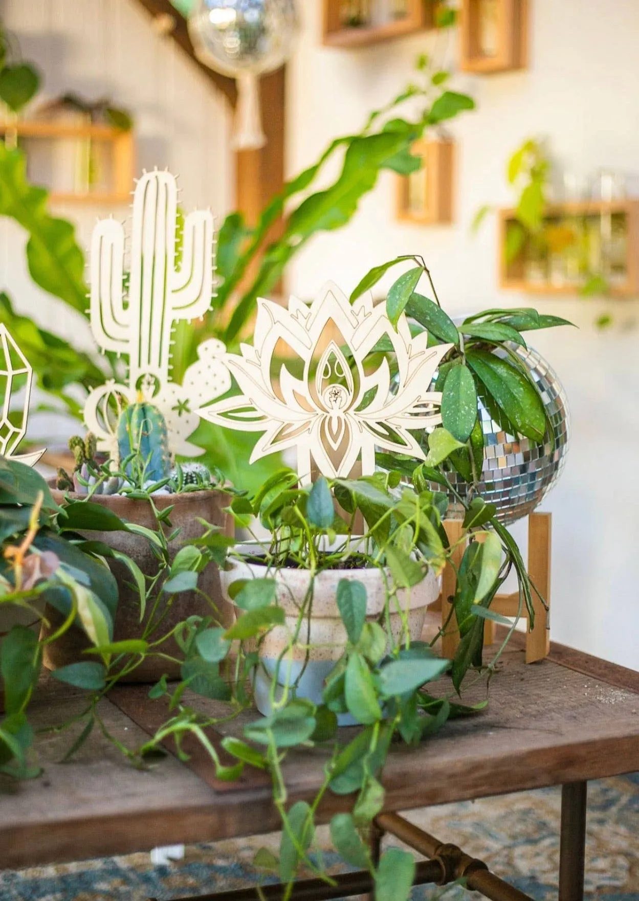 Wooden Plant Decor: 3 Sealed Design Trellis Stakes