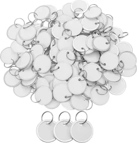Zonon 150 Pieces Metal Rim Key Rings Tags Blank Round Rim Key Tags 1.25 Inch Paper Tags with Metal Split Rings for Key Backpack Luggage Pet (White)